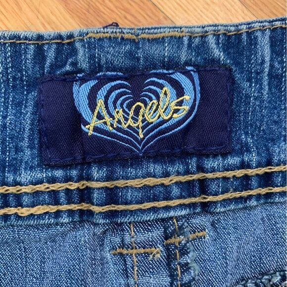 Angels Jeans Y2K Floral Sequin Distressed Denim Mini Micro Skirt Blue Size 7 - Picture 7 of 10